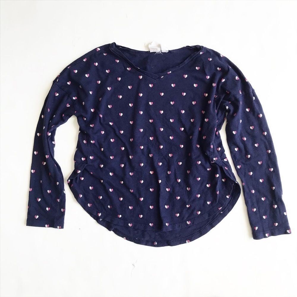 Gapkids heart print long sleeve top EUC S(6-7Y)